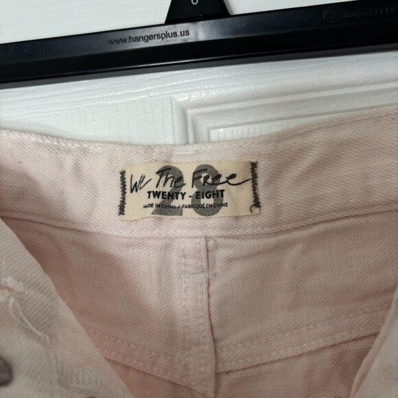 Free People Light Pink Distressed Button Fly Denim Shorts - Picture 4 of 13